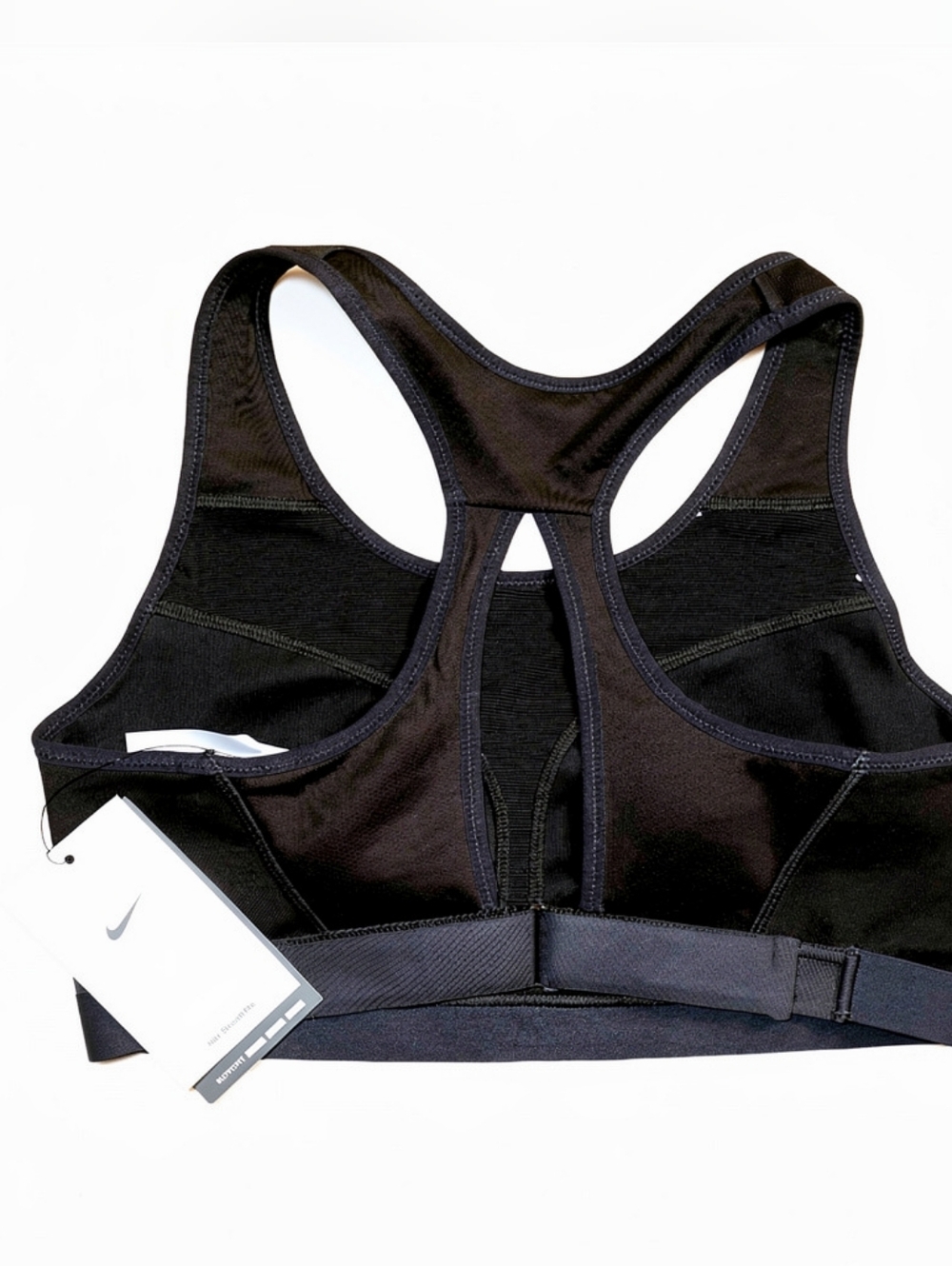 NIKE Maximum Compression Sports Bra Black With "Fly" Graphic Sz M Cup C-E NWT - Picture 2 of 4